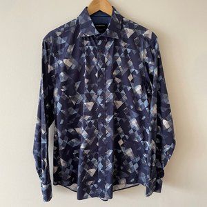 Bugatchi Shirt - Multi-shade Blue Pattern - Medium - Classic Fit